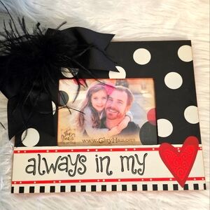 📣 Always In My Heart ♥️ 5"x7" Deco Frame 🖼️ Polka Dot Ribbon Plum Great 🎁